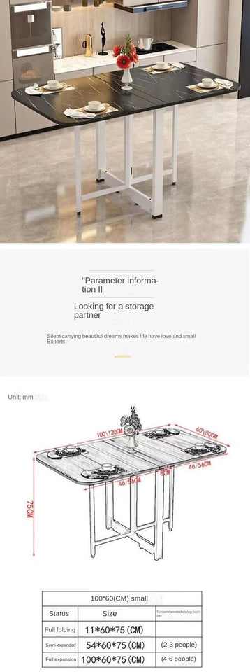 Joylove Folding Dining Table Home Imitation Rock Board Ultra-thin Multi-functional Combination Dining Table Multi-person Table Aimak Store