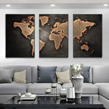 Retro World Map 3pcs/set Canvas Posters Nordic Wall Decor Wall Art Canvas Painting Living Room Bedroom Corridor Wall Decoration Aimak Store