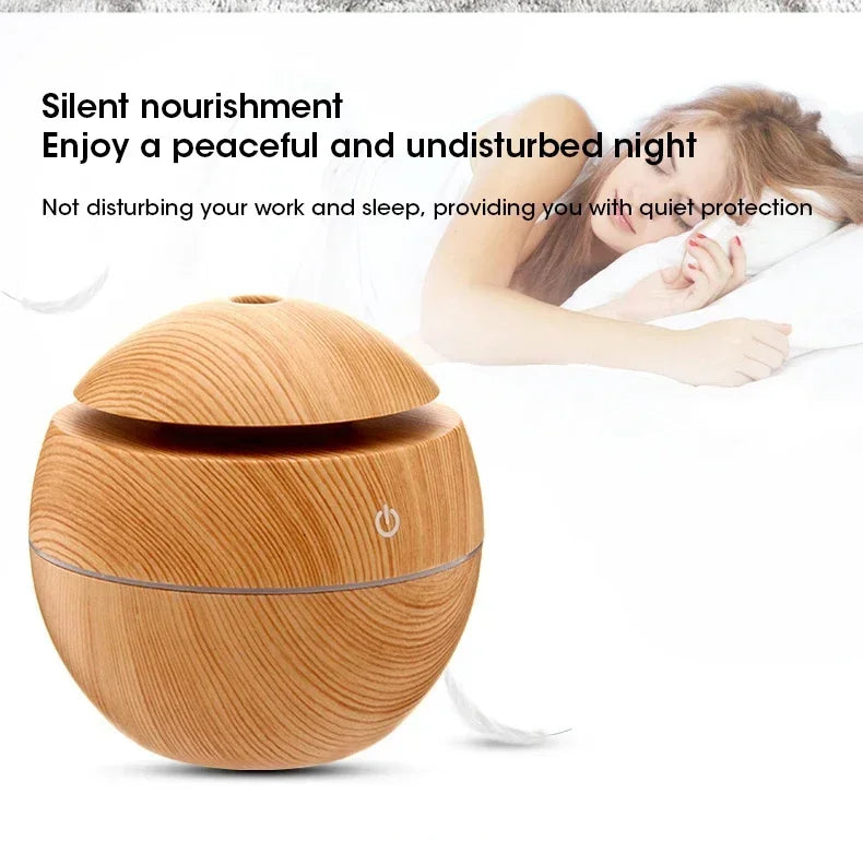 Mini Imitation Wood Sonic Humidifier USB Aromatherapy Essential Oil Diffuser Home Air Humidifier Desktop Woodgrain Humidifier Aimak Store
