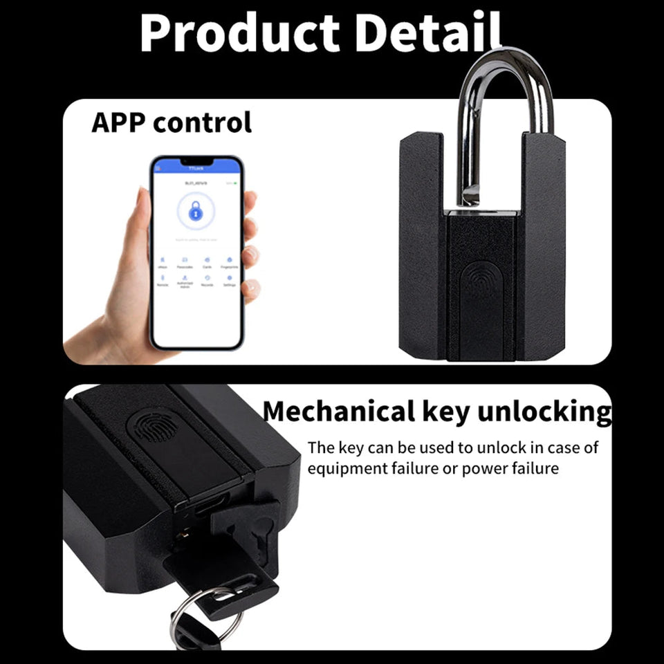 Smart Fingerprint Padlock Keyless Security Password Locker Anti-Theft TTLOCK/Tuya APP Controls Biometric Thumbprint Door Lock Aimak Store