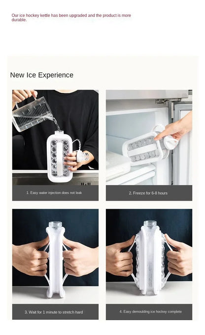 Hot New Portable Ice Ball Maker Bottle 17 Ice Cubes Molds Bottle Creative Ice Hockey Bubble Iceball Maker Kettle