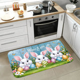 Easter Bunny Eggs Butterfly Kitchen Mat Home Decor Washable Corridor Balcony Rugs Bathroom Non-slip Floor Mat Entrance Doormat Aimak Store