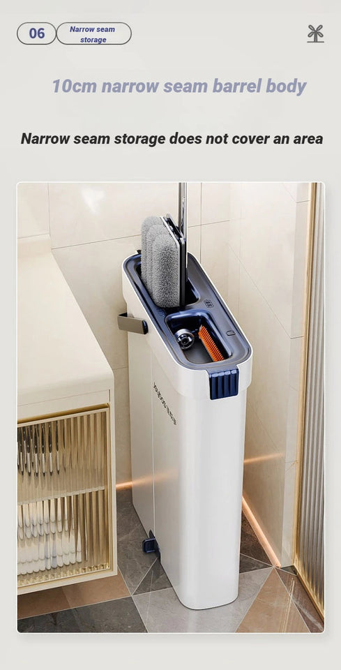 JOYBOS 40cm Spin Flat Mop Set Hand Free Wring With Dual Chamber Bucket Washable Microfiber Wet&Dry For Home Floor Cleaning Mops Aimak Store