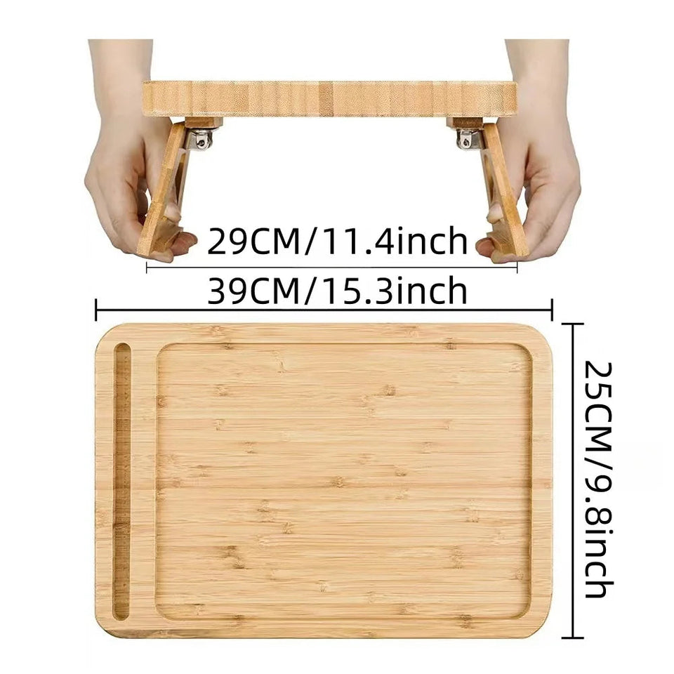 Bamboo Sofa Tray Table, Clip On Side Table Couch Arm With Phone Holder Aimak Store