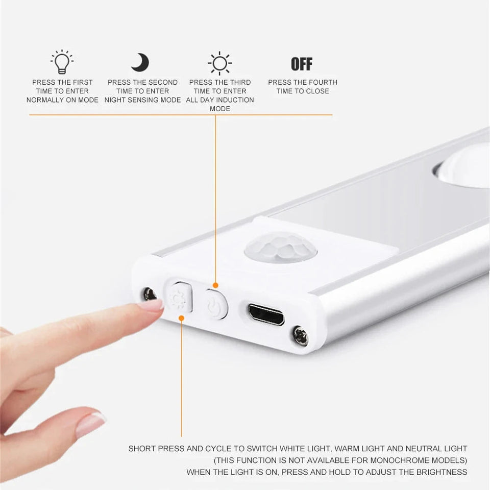 LED Motion Sensor Wireless Ultra Thin Night Light USB LED Wine cooler Light For Kitchen Cabinet Bedroom Wardrobe Indoor Lighting Aimak Store