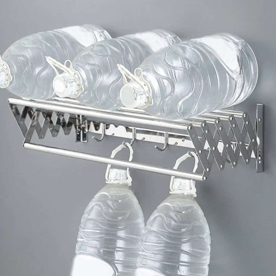 Foldable Clothes Drying Rack Wall-Mounted Clothes Towel Rack Corrosion Resistant Expandable Retractable Bathroom Laundry Rack Aimak Store