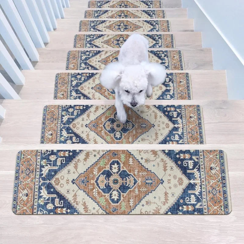 Carpet Stair Treads for Wooden Steps Set of 15, 30''X8'' Indoor Runner Resistant Rugs Rubber Safety Mats for Dogs Aimak Store