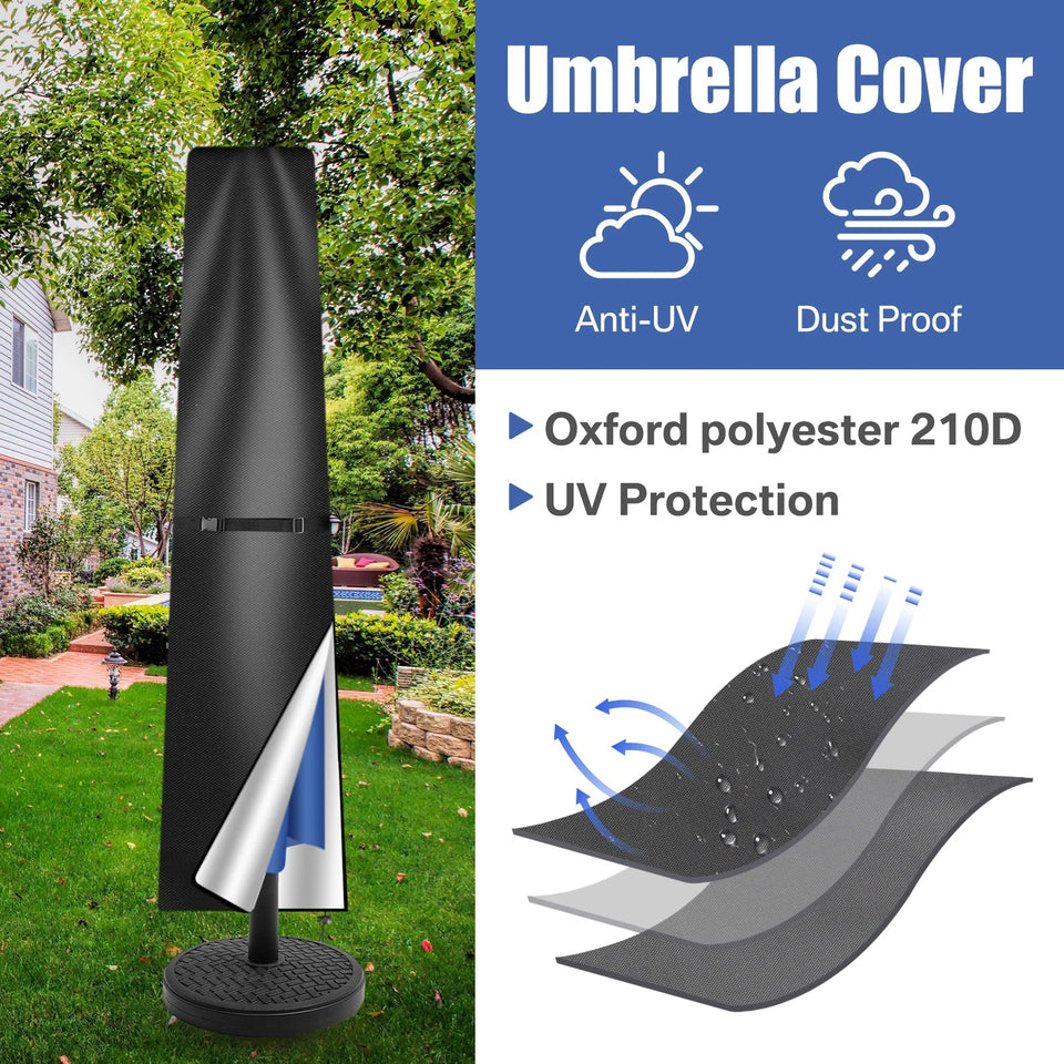 Oxford Cloth Waterproof Parasol Cover Outdoor Garden Patio Anti-UV Windproof Rainproof Sunshade Umbrella Cover with Pole &Zipper Aimak Store