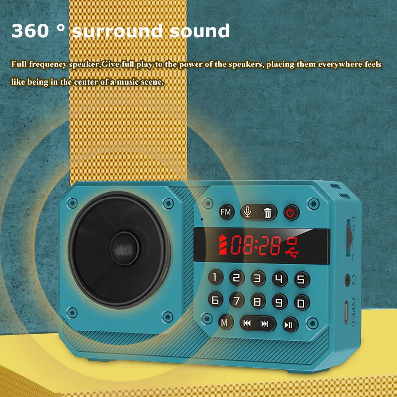 Mini Portable FM Radio High Sensitivity Radios Receiver Wireless Hifi  Bluetooth Speaker with Mic Support Recording TF USB Play Aimak Store