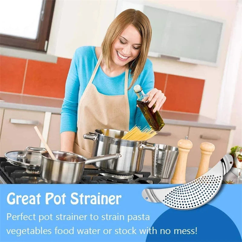 Pot Strainer Pan Drainer For Home Kitchen Easy Draining Pot Strainer Stainless Steel Pasta Spaghetti Practical Draining Tool Aimak Store
