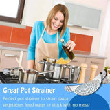 Pot Strainer Pan Drainer For Home Kitchen Easy Draining Pot Strainer Stainless Steel Pasta Spaghetti Practical Draining Tool Aimak Store