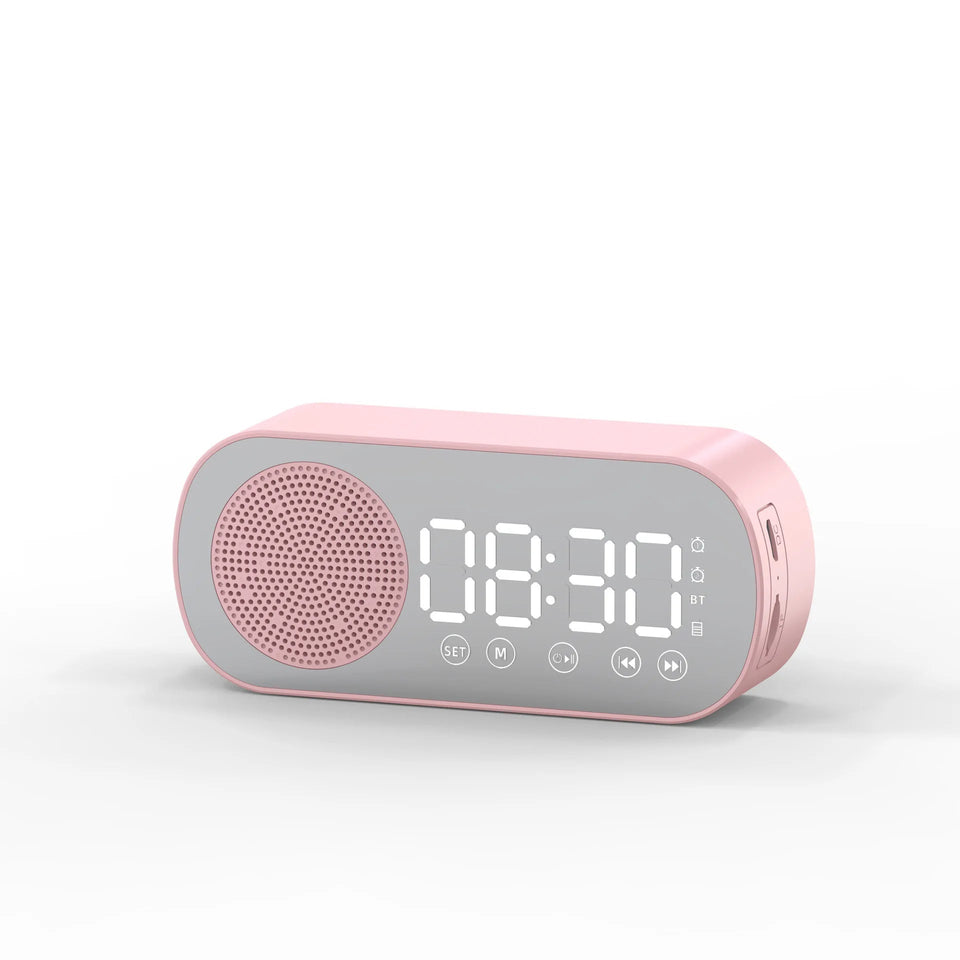 New Desk Speaker Clock Bluetooth Speaker FM Radio Alarm Clock HiFi Sound HD Mirror Screen Support TF Card Home Beside Clock Aimak Store