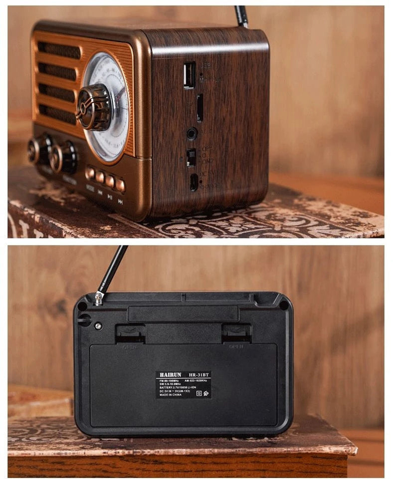 Retro Wireless Bluetooth Speaker Vintage  FM Radio Receiver Rechargeable HIFI Sterero Mp3 PlayerSUPPORT USB/SD/TF Aimak Store