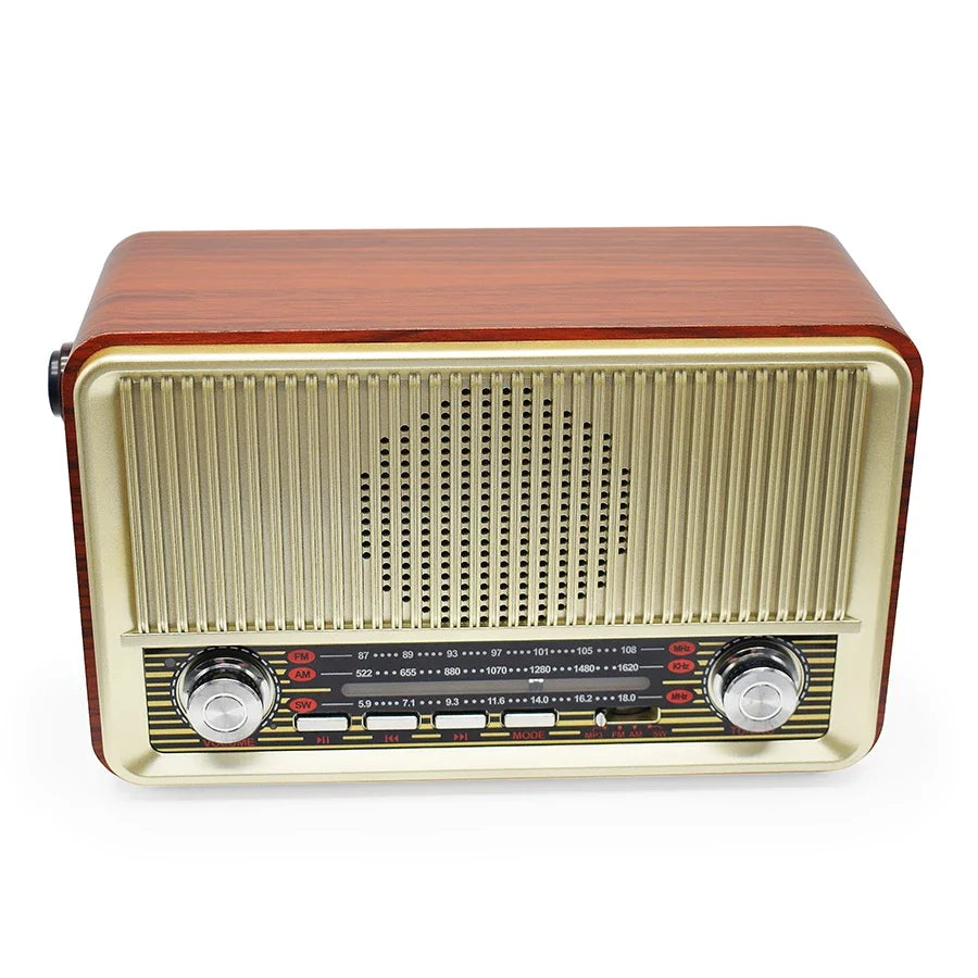 Portable Wooden Retro Bluetooth Speaker Radio FM / AM / SW  Card TF USB MP3 Music Player Aimak Store