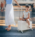 Travel suitcases can sit and ride children's luggage new lazy walking children trolley case boys girls wooden horse suitcase Aimak Store