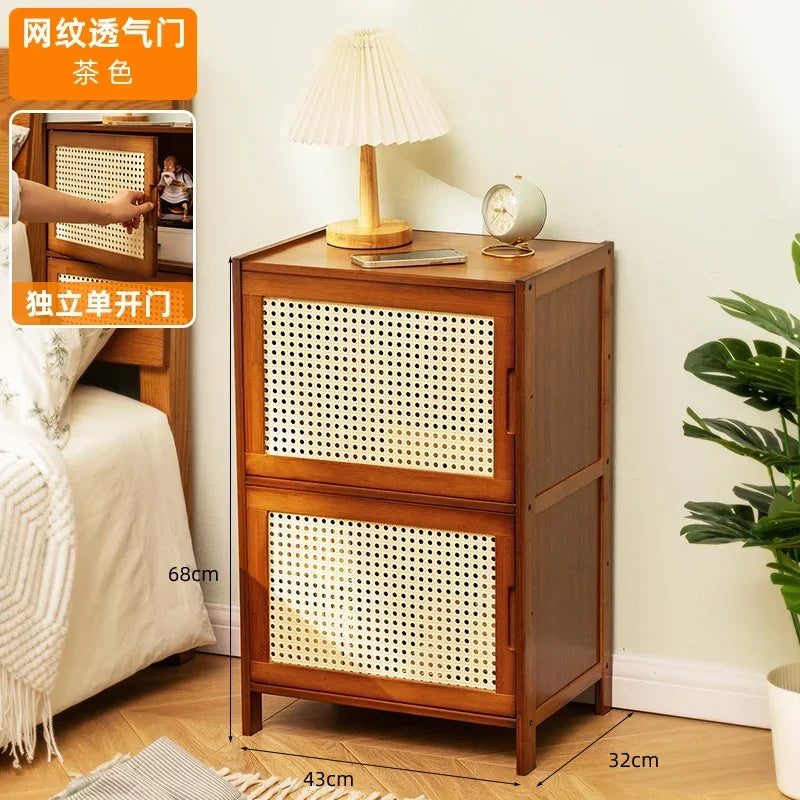 Modern Simple Storage Small Night Stand Household Bedside Table Solid Wood Bedchamber Large Capacity Home Furniture Aimak Store