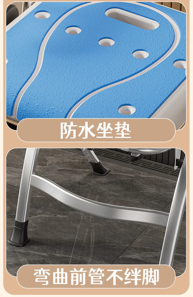 Bathroom Chair for Elderly with Backres Folding Shower Seat for Safety Non-Slip Locking Ideal for Senior Citizen Pregnant Women Aimak Store