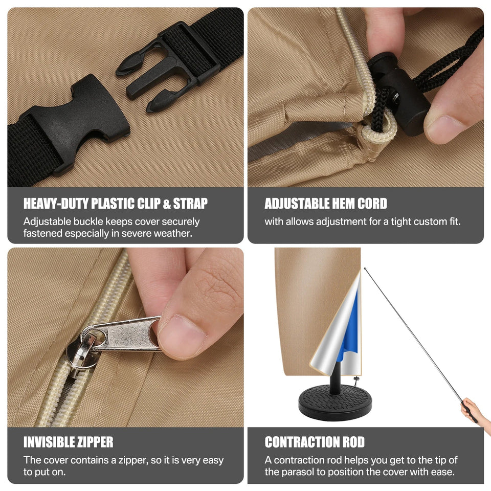 Oxford Cloth Waterproof Parasol Cover Outdoor Garden Patio Anti-UV Windproof Rainproof Sunshade Umbrella Cover with Pole &Zipper Aimak Store