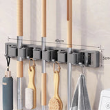 Mop and Broom Organizer Mop Holder Rack Mop Holder Wall Mounted Strong Broom Mop Holder Shelf with Hooks Organizers Hang Broom Aimak Store