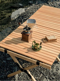 DZ Solid Wood Chicken Roll Table Kutuo Outdoor Folding Table Camping Table Beech Solid Wood Large Log Camping Chicken Roll Table Aimak Store