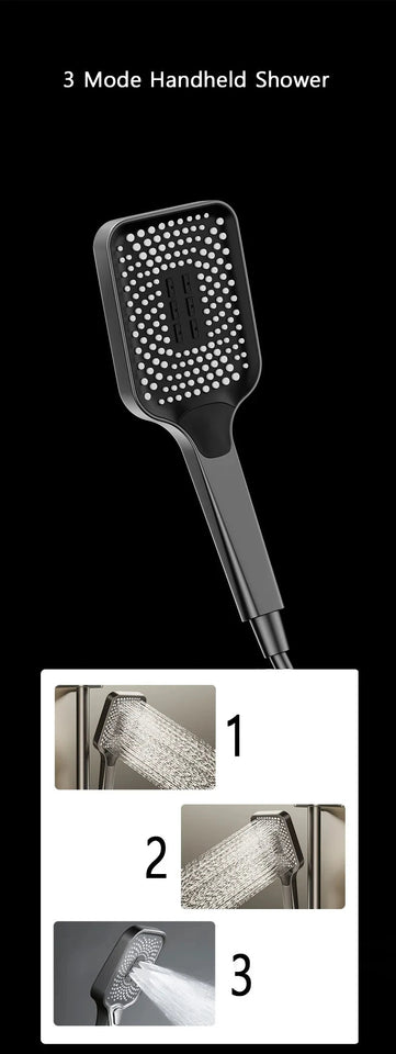 Piano Keys Shower System Set Bathroom Shower Set Gray Black Bathtub Hot and Cold Shower Faucet LED Digital Copper Tap Shower Set Aimak Store