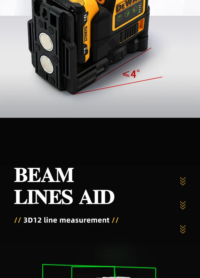 Dewalt DW089LG Laser Level 12 Line 3 Sides*360 Degree Vertical Lines Laser Level Meter Outdoor Uses 12V Lithium Battery Aimak Store
