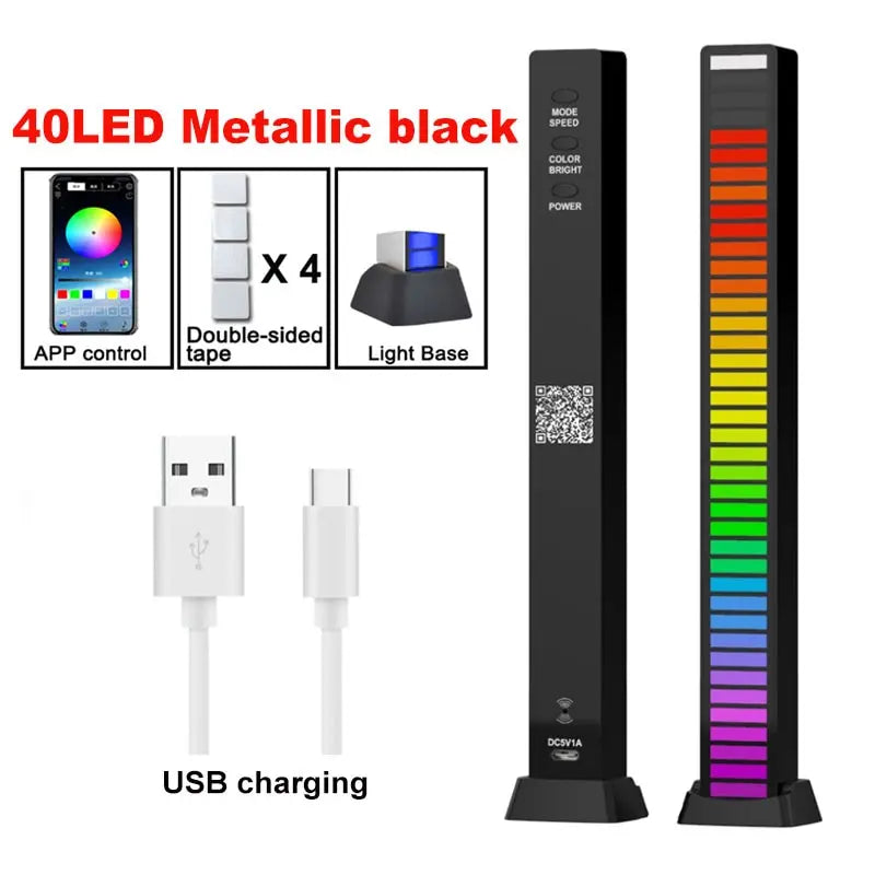 LED Sound Control Lights RGB 3D Pickup Lights Smart APP Control Music Rhythm Atmosphere Light for Gaming Desktop Decora LED Lamp Aimak Store