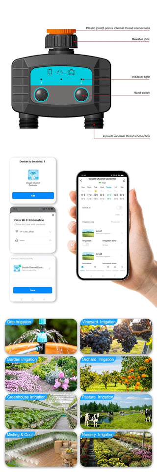 1PCS Tuya Smart Sprinkler Timer ,Dual Bluetooth Garden Hose Watering System, Outdoor Water Timer for Garden Hoses,Programmable Aimak Store