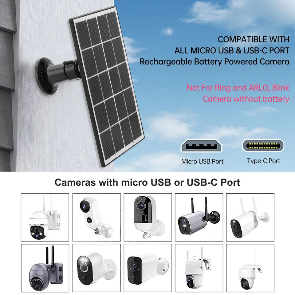 8W 5V Solar Panel Charger Type-c/DC5521 Solar Panel Kit IPX6 Waterproof Outdoor Solar Charger for Security Camera/Home Light Aimak Store