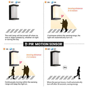 LED Outdoor Wall Light Wall Lamp Motion Sensor 85-265V 16W10W Waterproof Modern Indoor Home Balcony Path Porch Garden Decoration Aimak Store