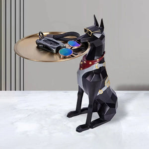 29cm Resin Doberman Tray Statue Decor Storage Organizer for Living Room Unique Gift for Dog Lovers Pet Memorial Home Desk Decor Aimak Store