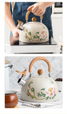 3L Whistling Kettle Teapot Floral Enameled Universal Teapot Water Kettle Large Capacity Thickened Coffee Pot Aimak Store
