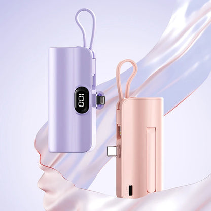 5000/10000/20000mAh 2IN1 Mini Power Bank Pocket External Battery Plug Portable Power Bank For iPhone Huawei Fast Charging Outdoo