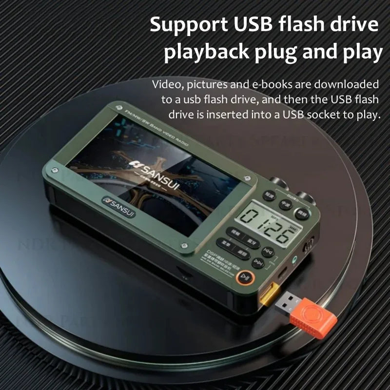 F50 Portable 4.3 inch LCD Screen Radio Multi-band HF AM Built-in Rechargeable Battery FM Bluetooth Radios Speakers Aimak Store