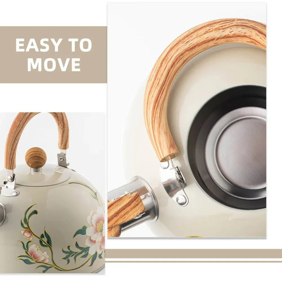 3L Whistling Kettle Teapot Floral Enameled Universal Teapot Water Kettle Large Capacity Thickened Coffee Pot Aimak Store