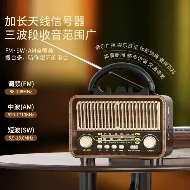 Hifi Portable Retro DSP Radio Classic FM AM SW Radio Rechargeable Bluetooth5.4 Speaker Support TF Card USB A Aimak Store