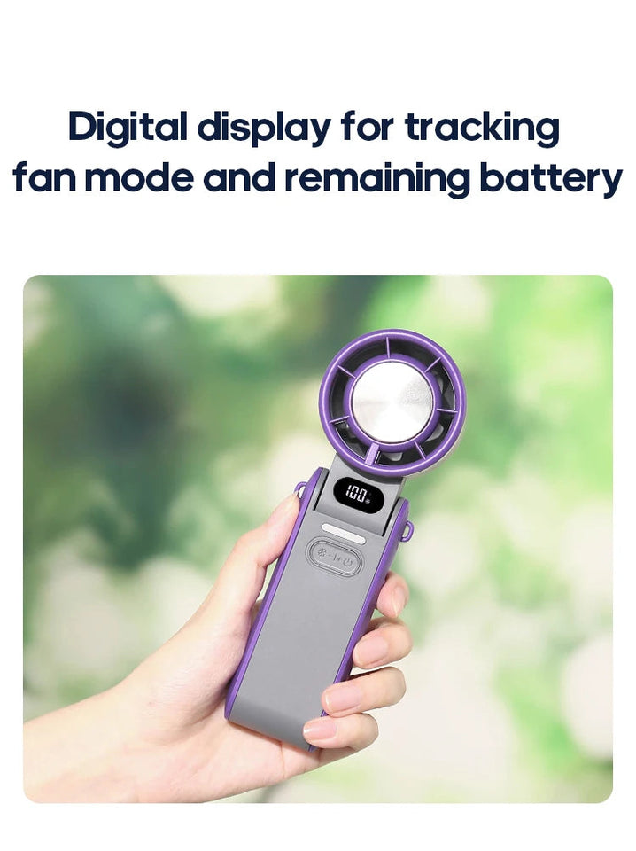 KINSCOTER Portable Air Cooling Turbo Fan 3600mAh 100 Wind Speeds Adjustable Outdoor Foldable Student Handheld Fan with Lanyard Aimak Store