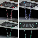 Black Thermostatic Bathroom Shower Faucet Set Remote LED Rainfall Head Faucets Crane 3 Way Concealed Embedded Hot Cold Mixer Tap Aimak Store