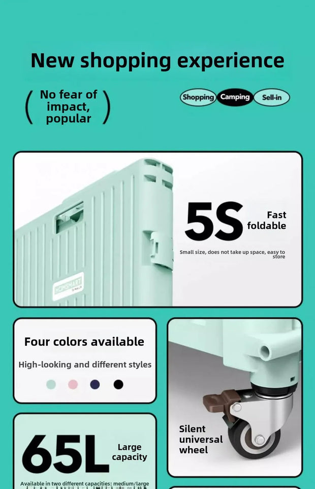 Folding Supermarket Shopping Hand Cart Trolley Convenient Stair Climber Foldable Cart with Wheels for Groceries Outdoor Camping Aimak Store