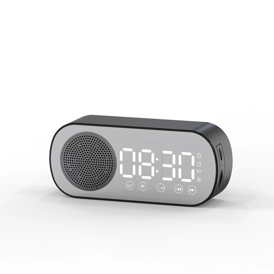 New Desk Speaker Clock Bluetooth Speaker FM Radio Alarm Clock HiFi Sound HD Mirror Screen Support TF Card Home Beside Clock Aimak Store