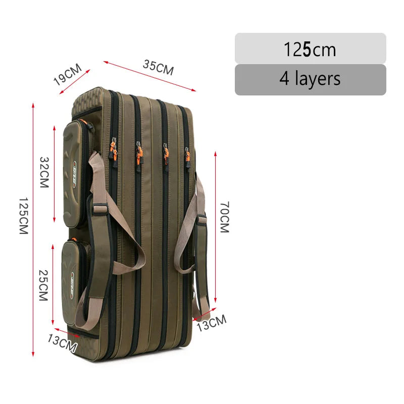 NON-Foldable 2/3/4 Layer Fishing Rod Tackle Bag 80/100/120/130CM Multifunctional Fish Reel Lure Line Tools Storage Case Gear Aimak Store