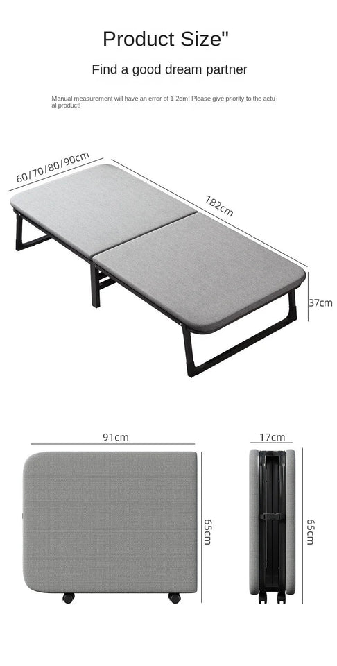 Upholstered Folding Bed Office Lunch Break Sheet People Home Nap Bed Dormitory Simple Bed Reinforcement Escort Hard Board Bed Aimak Store