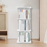 Bymaocar 360° Rotating Bookshelf, 3 Tier Standing Bookcase, Small Corner Bookcase White For Bedrooms/Living Rooms Aimak Store