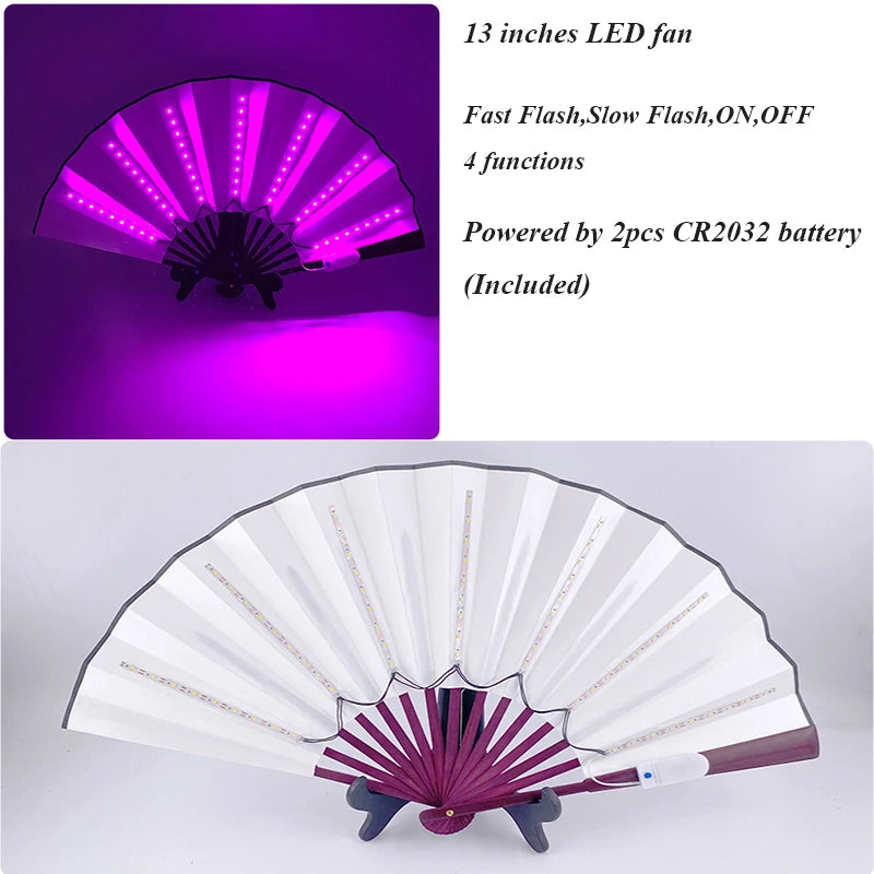 Luminous Folding LED Fan Dancing Light Fan Flashing For Night Music Show Rave Festival Accessories Glowing In The Dark Party Aimak Store
