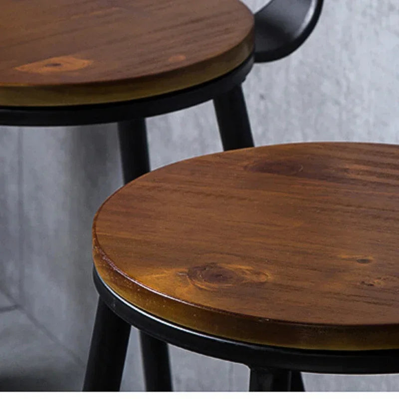 American Style Iron Bar Chair Coffee Shop Milk Tea Shop High Chairs Retro Backrest Seat Solid Wood Sitting Face Counter Stool Aimak Store