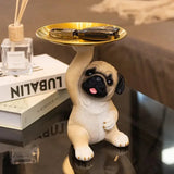 Creative Pug Statue Storage Tray Cute Dog Key Candy Snack Storage Plate Animal Sculpture Ornaments Office Tabletop Decor муравьи Aimak Store