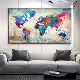 Modern Abstract World Map Wall Art Painting Porch Murals Poster Wall Picture Decorative Picture Home Decoration Aimak Store