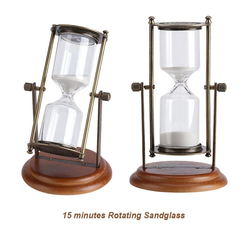 15 Minutes Metal Rotating Sand Glass Timer Clock Hourglass Table Ornament Home Decor Gift Aimak Store