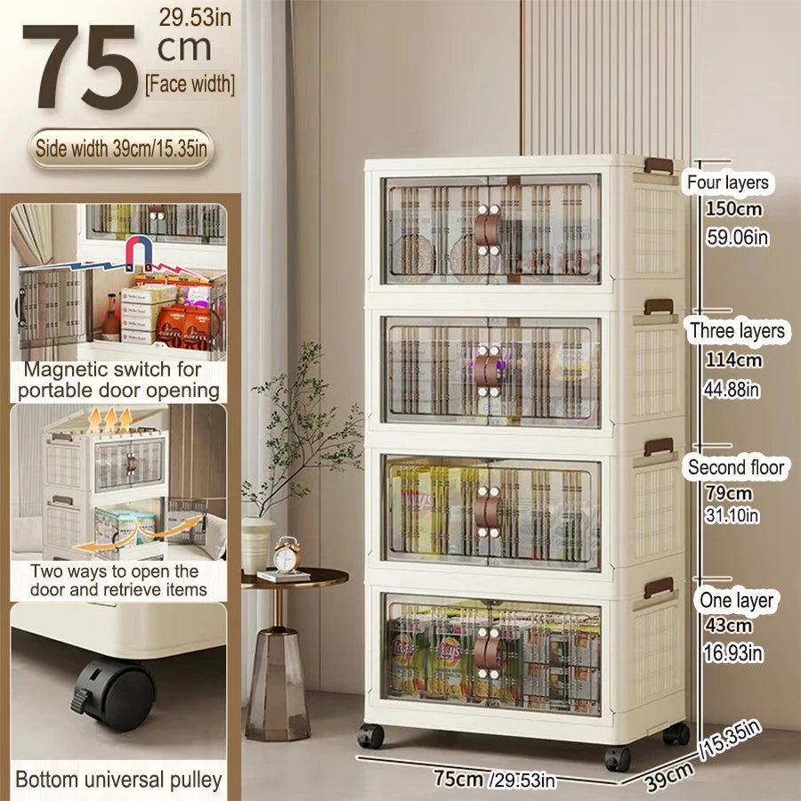 Large Capacity Multifunction Folding Storage Cabinet Dustproof Wardrobe Closet Organizer Easy-to-Install Storage Boxes Aimak Store