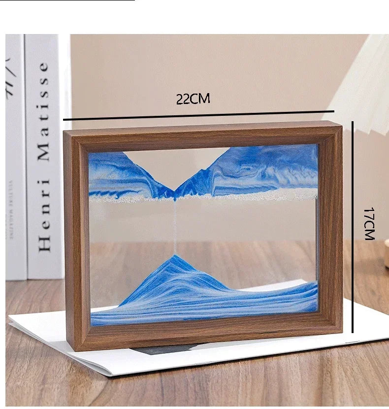 3D Sandscape Moving Sand Art Picture Wooden Frame Quicksand Liquid Hourglass Craft Flowing Sand Painting Office Home Decor Gifts Aimak Store